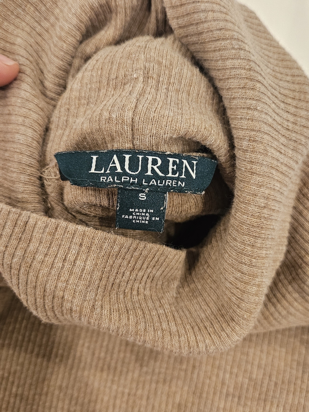 Ralph Lauren Ribbed Turtleneck Shirt Size S Light Brown - Picture 4 of 7